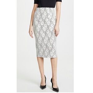 Veronica Beard Basil Gingham Lace Pencil Skirt